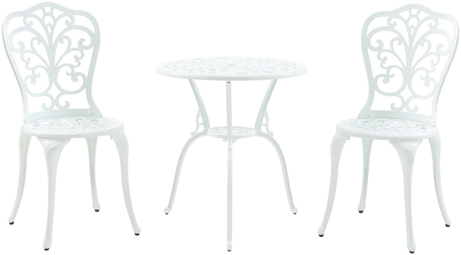 DELUKE® Bistroset 3-teilig VINTO - Wetterfest, Aluminiumguss | Balkonmöbel Set 2 Personen Bistrotisch mit 2 Stühlen Gartenmöbel Set 2 Personen Gartenset Sitzgarnitur, Weiß Bild 1