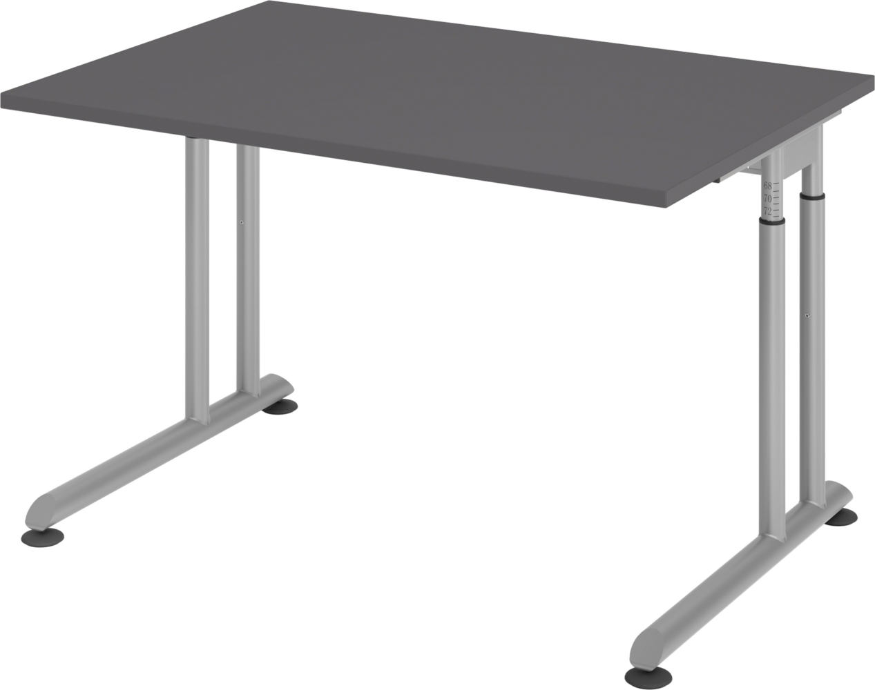 bümö höhenverstellbarer Schreibtisch Z-Serie 120x80 cm in graphit, Gestell in Silber - PC Tisch klein für's Büro manuell höhenverstellbar, Computertisch verstellbar, ZS-12-G-S Bild 1