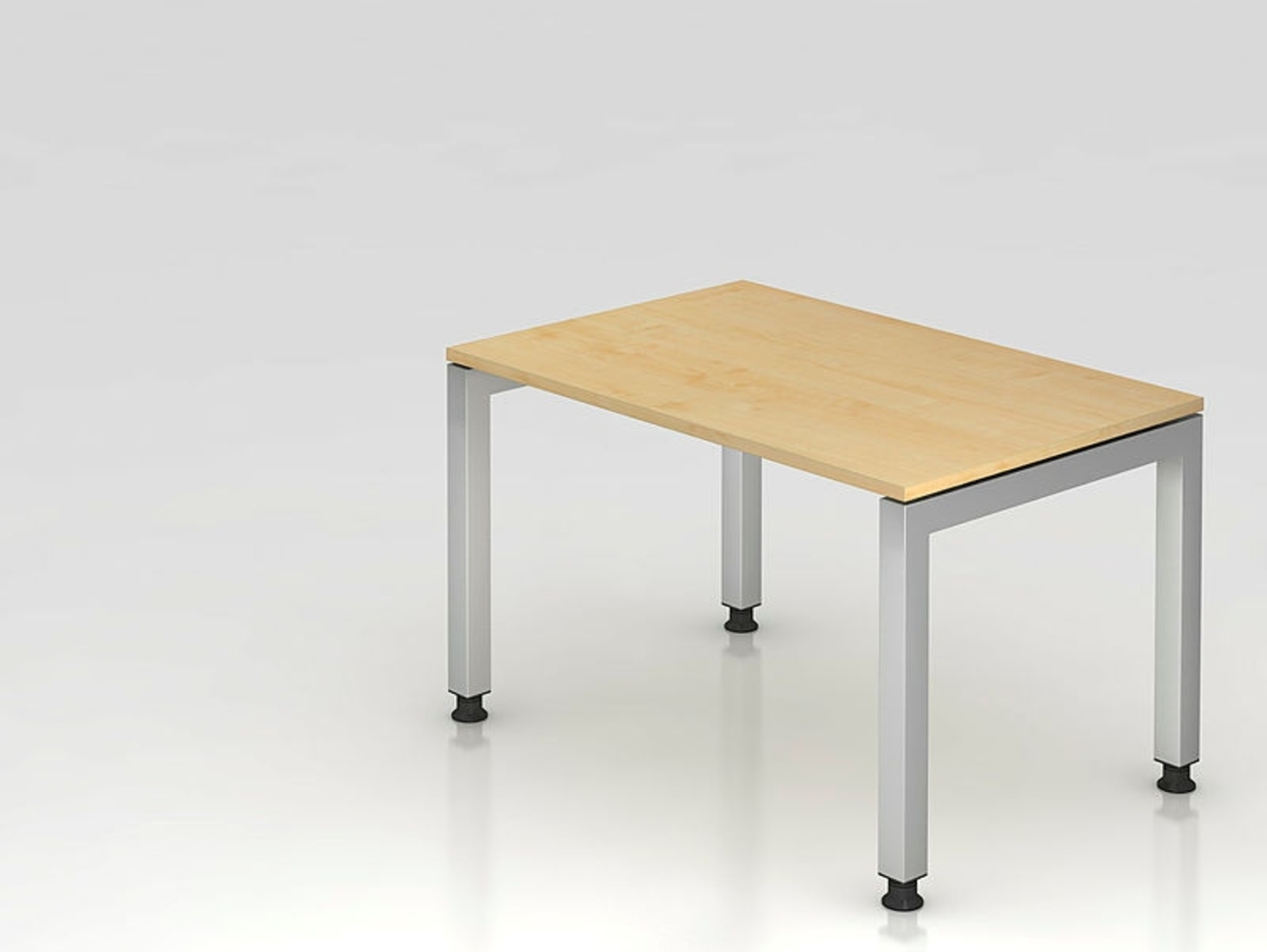 Schreibtisch JS12 U-Fuß / 4-Fuß eckig 120x80cm Ahorn Gestellfarbe: Silber Bild 1