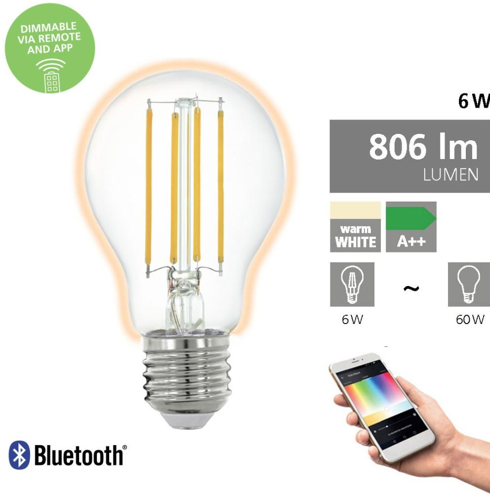 Eglo 11861 Connect LED Leuchtmittel E27 klar L:10,5 Ø:6cm 2700K dimmbar Bild 1