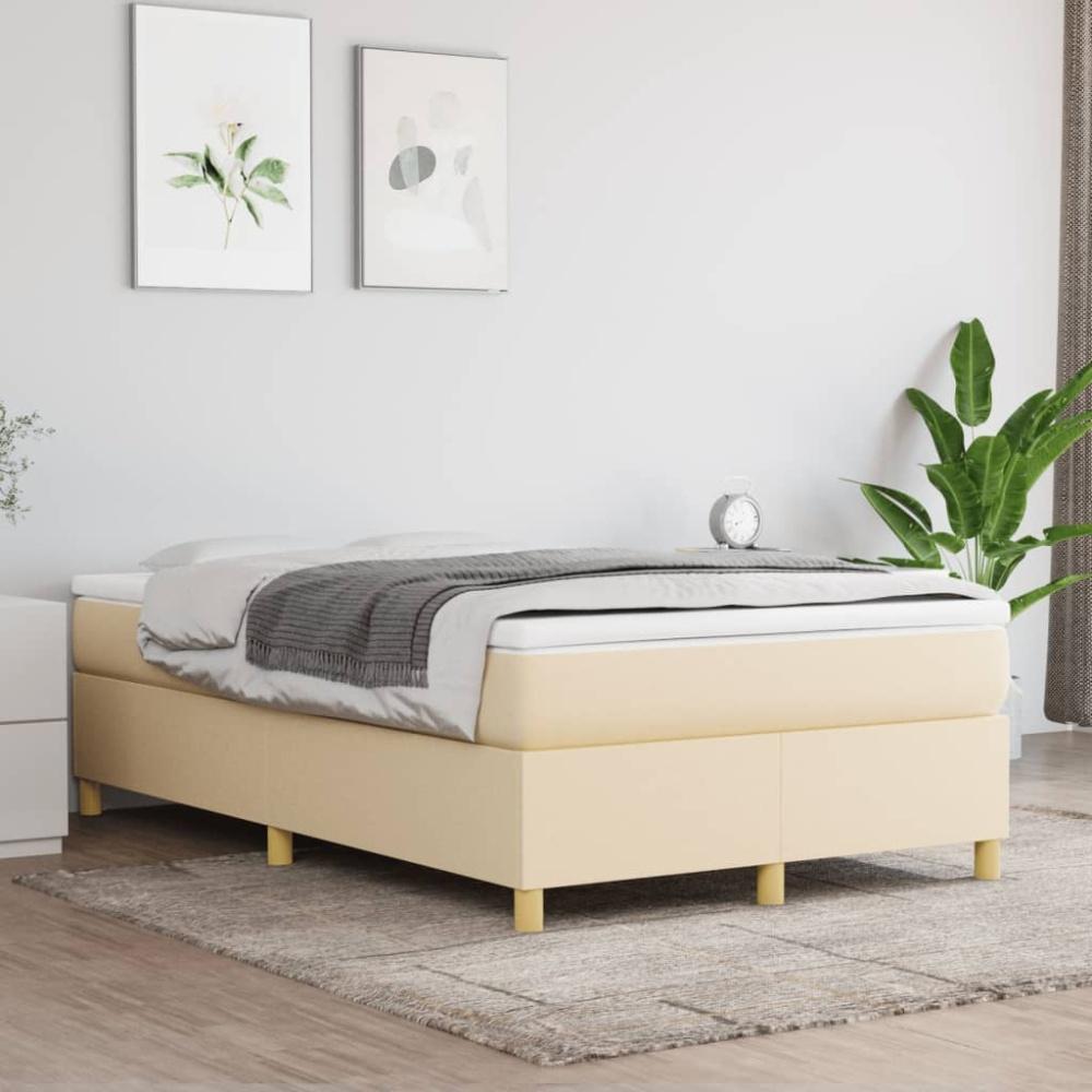 vidaXL Boxspringbett mit Matratze Creme 120x200 cm Stoff, Härtegrad: H2 [3144511] Bild 1