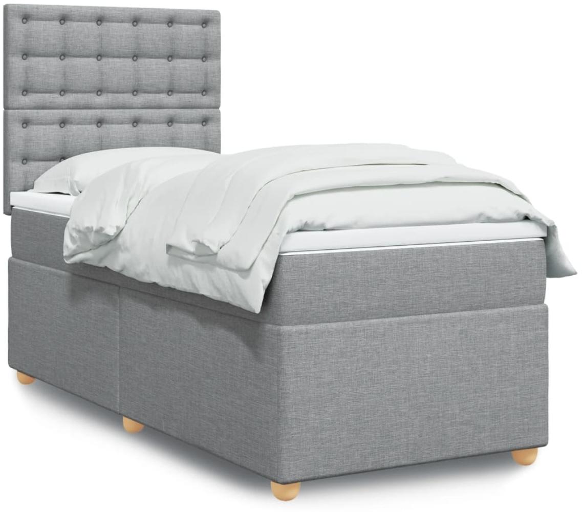 vidaXL Boxspringbett mit Matratze Hellgrau 100x200 cm Stoff 3293505 Bild 1