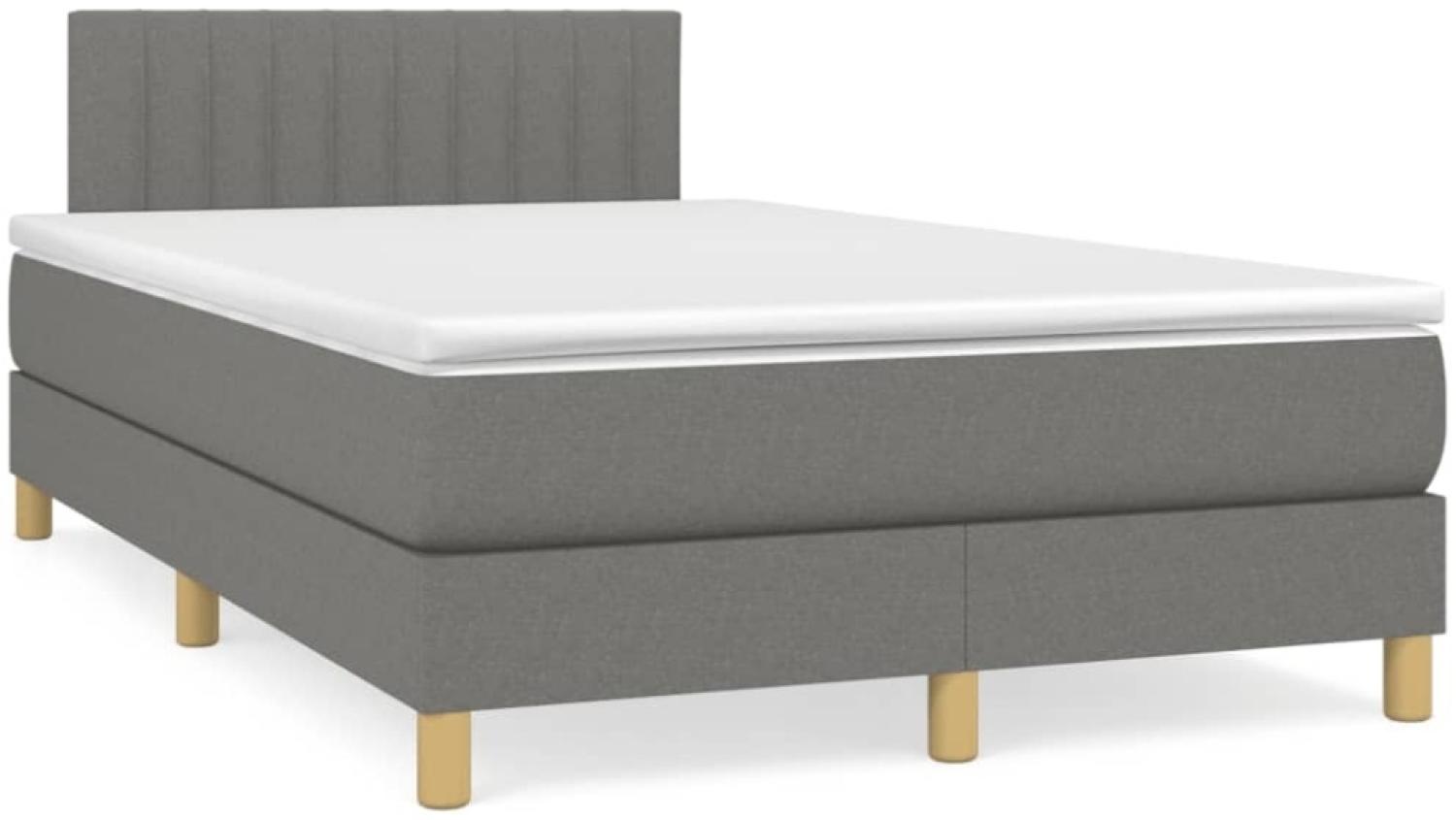 vidaXL Boxspringbett mit Matratze Dunkelgrau 120x190 cm Stoff 3269787 Bild 1