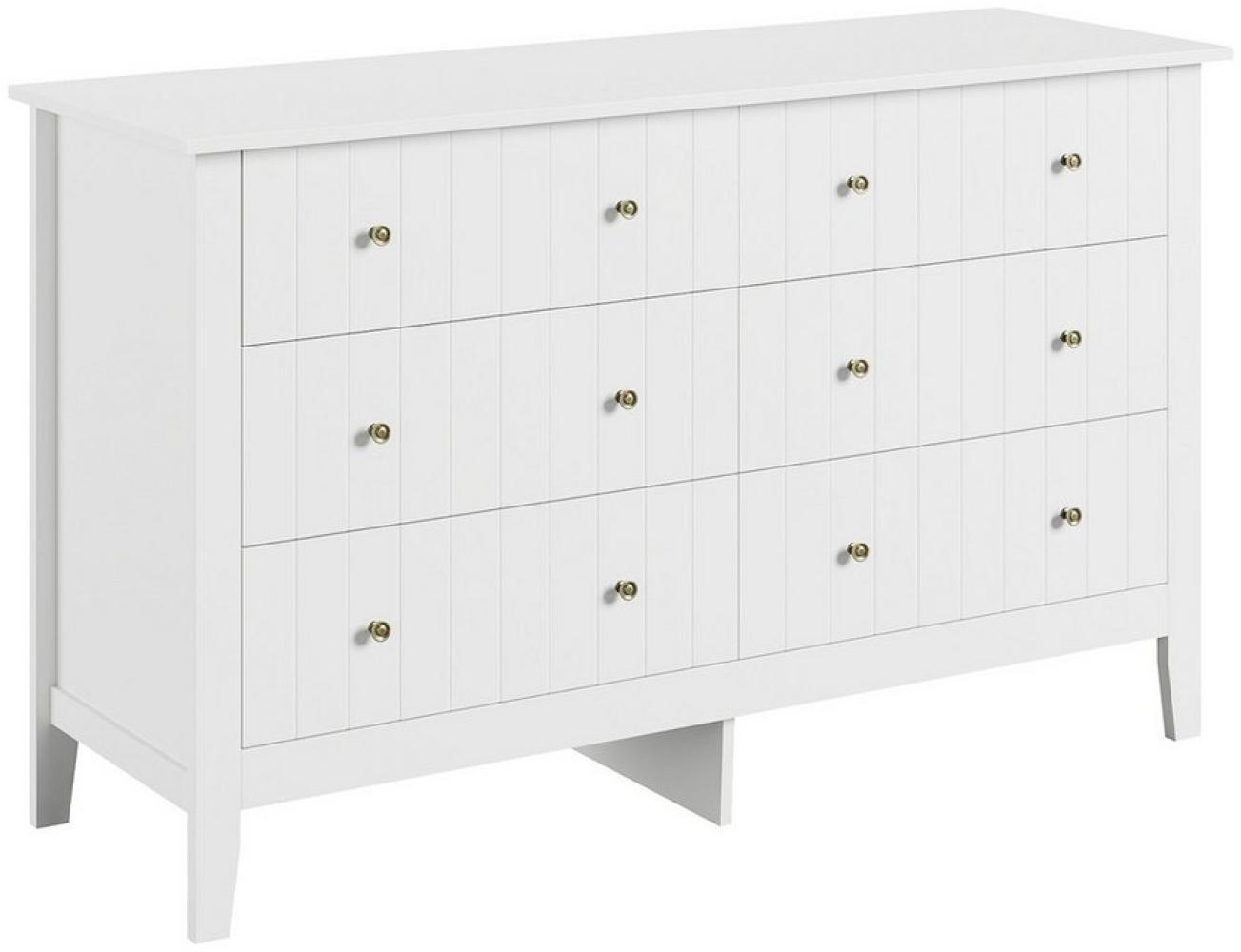 Homfa Kommode Sideboard, Kommodenschrank mit 6 Schubladen, weiß, 133x45x79,5 cm Bild 1