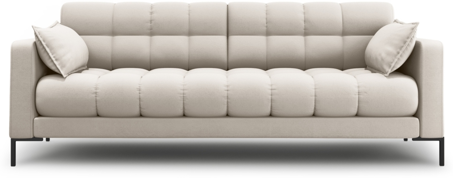 Micadoni Sofa Mamaia 3-Sitzer Strukturierter Stoff Beige Metall schwarz Bild 1