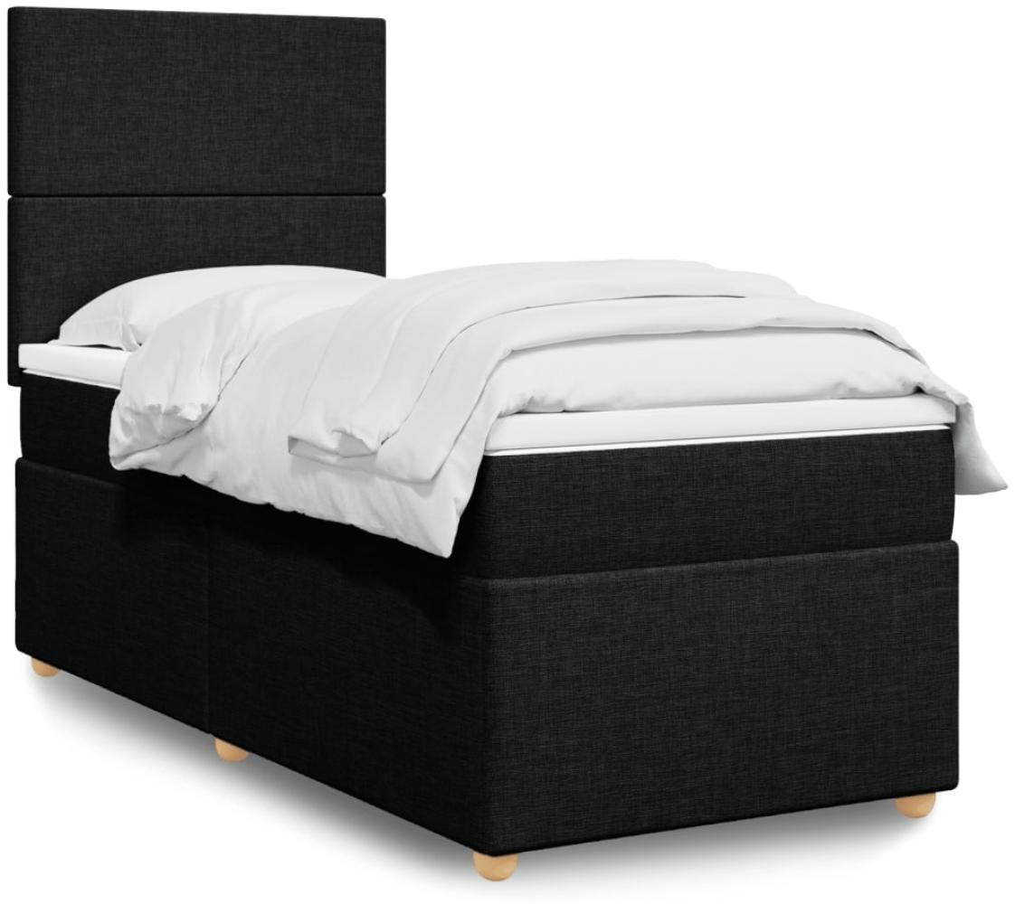 vidaXL Boxspringbett mit Matratze Schwarz 100x200 cm Stoff 3293486 Bild 1