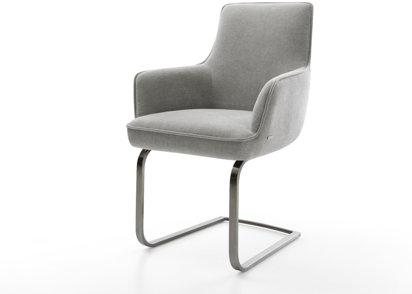 Freischwinger Heira-Flex mit Armlehnen Strukturstoff Soft Grau Freischwinger flach Graphit Taschenfederkern Bild 1