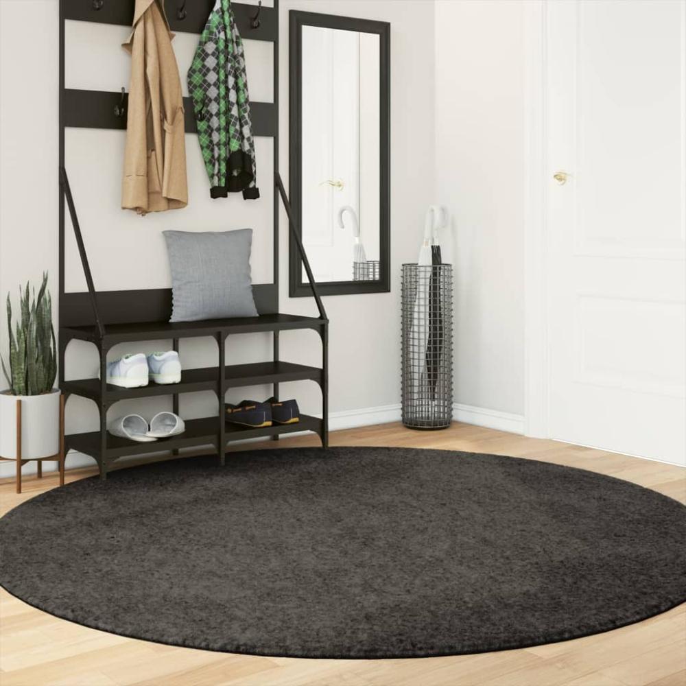 vidaXL Teppich ISTAN Hochflor Glänzend Anthrazit Ø 200 cm 375649 Bild 1