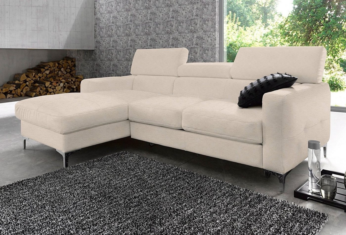 COTTA Polstergarnitur Sammy L-Form, (Set), Set bestehend aus: Ecksofa mit Kopfteilverstellung & Hocker Bild 1