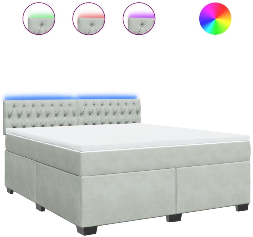 vidaXL Boxspringbett mit Matratze Hellgrau 180x200 cm Samt 3288684 Bild 1