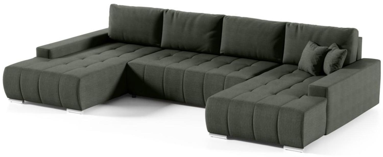 Wohnlandschaft Sofa mit Schlaffunktion VOGAR Stoff Aulla Tannengrün Bild 1