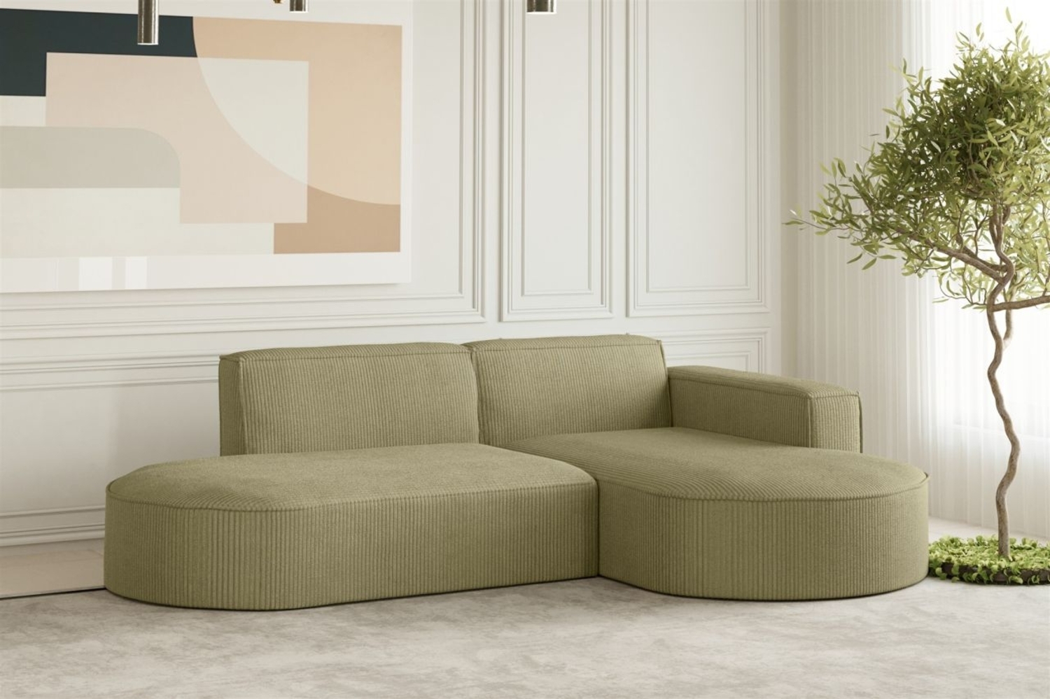 Ecksofa Designersofa PALMA XS in Stoff Scala Kiwi Ottomane Rechts Bild 1