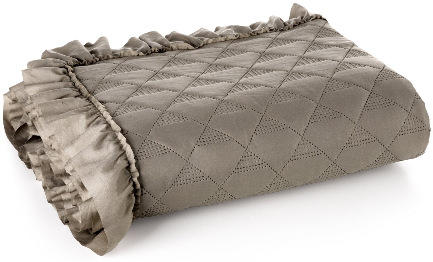 Tagesdecke Decke mit Rüschen Romantische Decke VANESA dunkelBE 220x240 cm dunkelbeige Bild 1