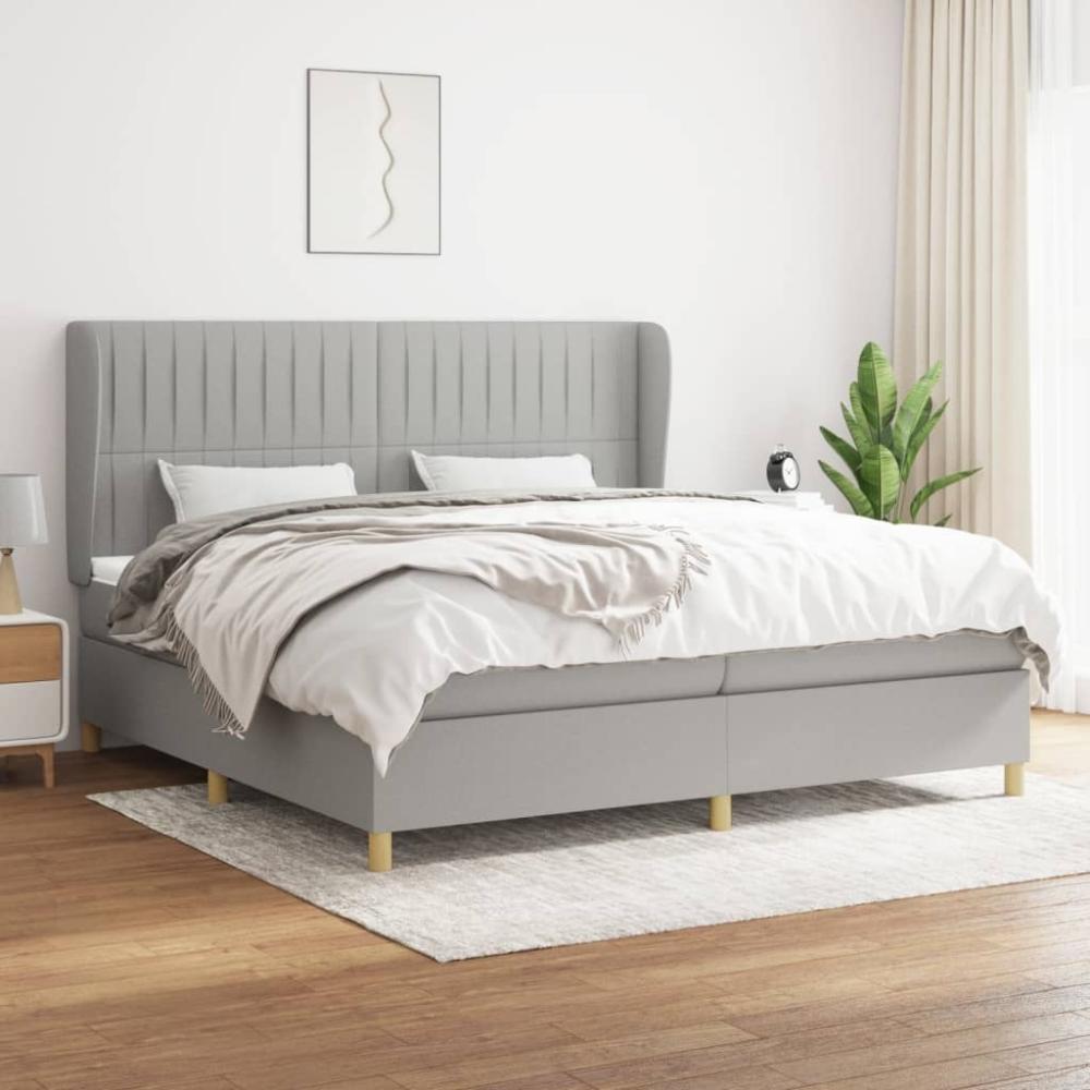 Boxspringbett mit Matratze Stoff Hellgrau 200 x 200 cm, Härtegrad: H2 [3128709] Bild 1