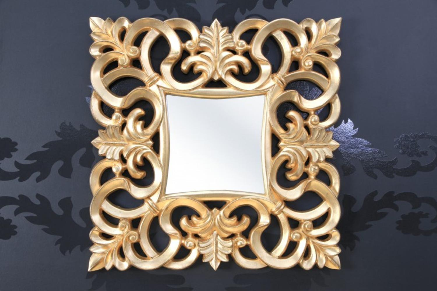 Prunkvoller Barock Wandspiegel 76 x 76 cm Gold - Goldener Spiegel quadratisch Barock Wandspiegel Gold Antik, Höhe 76 cm, Breite 76 cm, Edel & Prunkvoll Bild 1