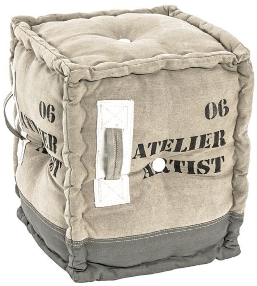 Sitzhocker Hocker Textil Vintage Look 38 x 38 x 44 cm Bild 1