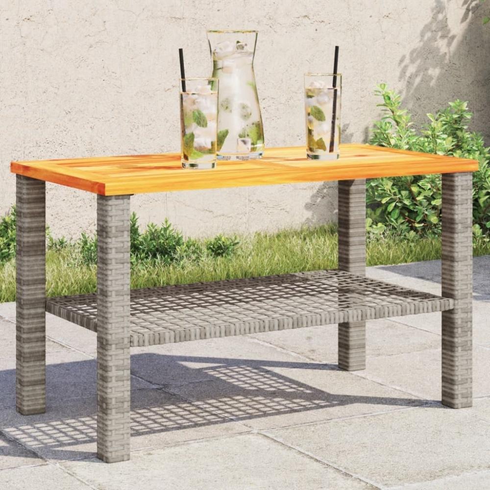 vidaXL Gartentisch Grau 70x38x42 cm Poly Rattan Akazienholz 366271 Bild 1