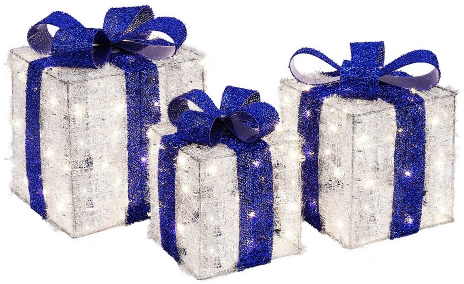 Elegear LED Dekolicht Weihnachtsfigur 3 Set Geschenkbox, Leuchtfiguren für Weihnachtsdeko, LED wechselbar, Tageslichtweiß, Warmweiß, Kaltweiß, mit Bändern/LED Lichterkett Bild 1