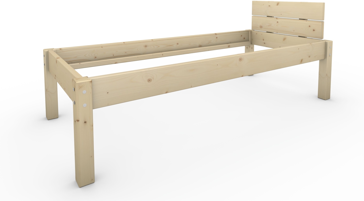 Pfostenbett Massivholzbett (Fichte) "Daybett" 80 x 190 cm 48 cm Holzbett 300kg Bild 1