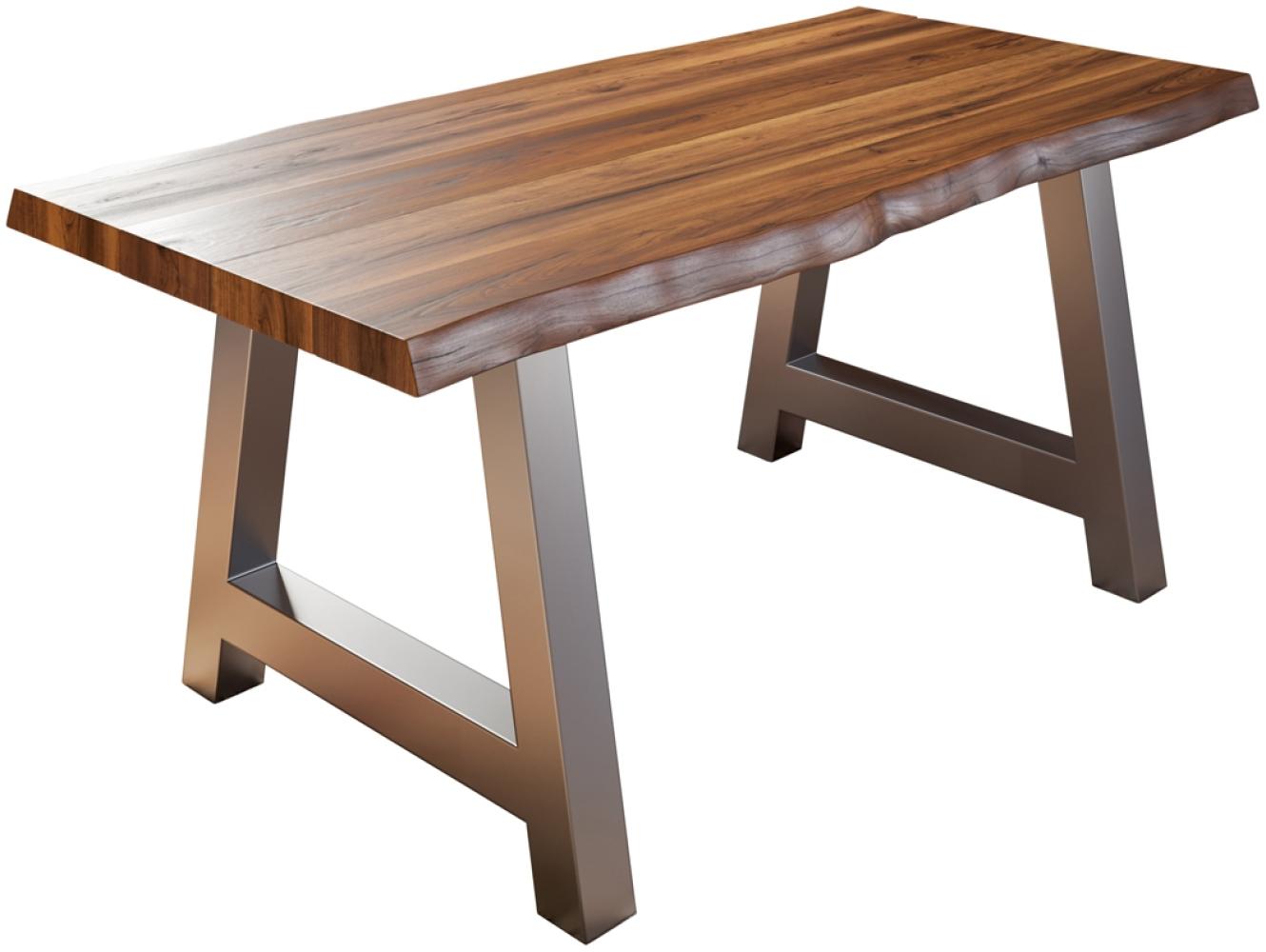 Esstisch »Alicante« Landhaus-Look, massive Baumkante Akazie Nussbaum 220x100 silber 525904 Bild 1