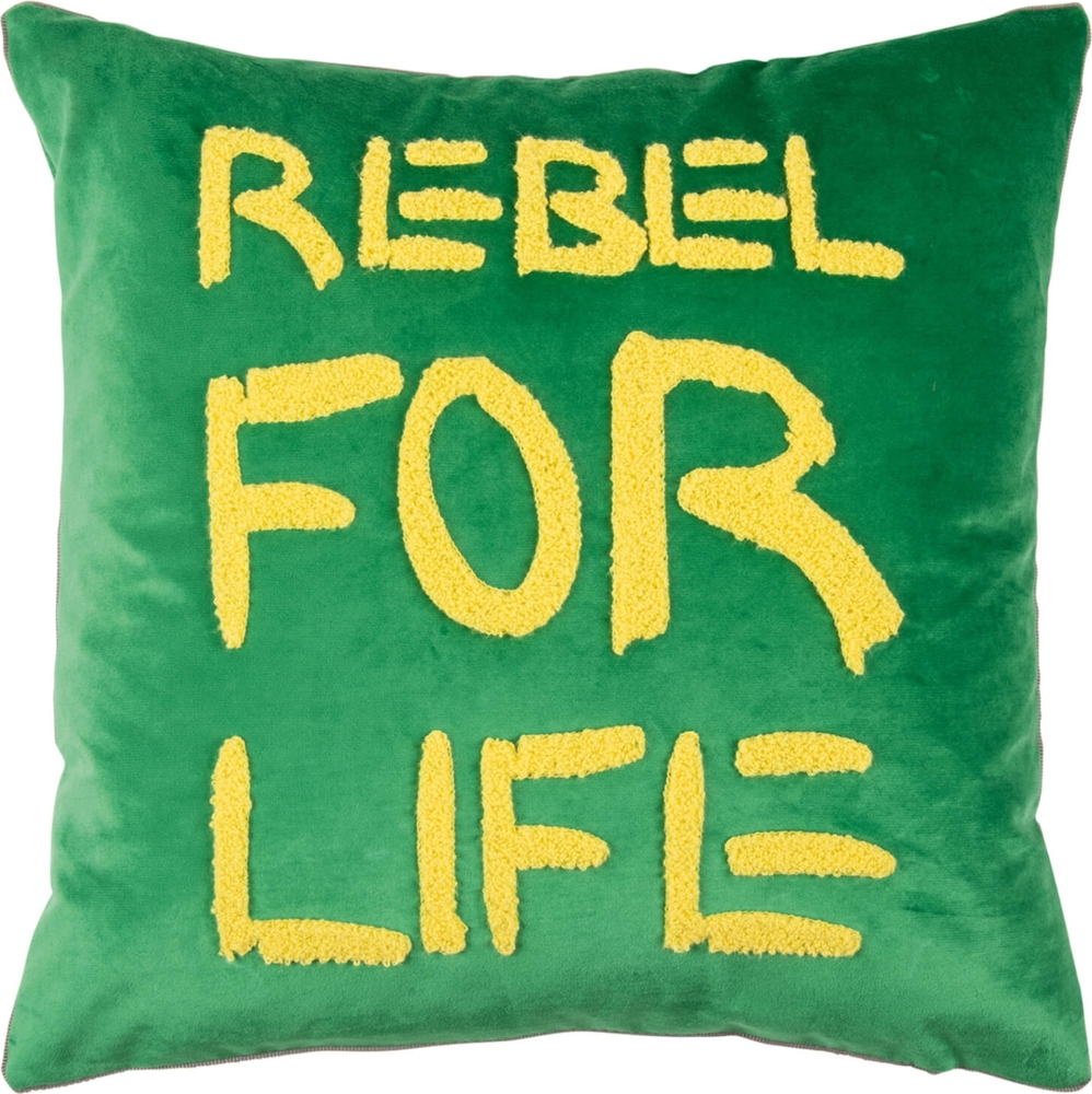 pad home Kissenhülle Letters Rebel for life Green 45 x 45 cm 45 x 45 cm Bild 1