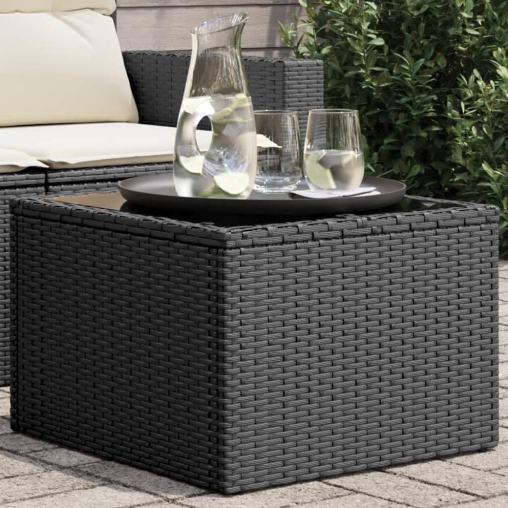 vidaXL Gartentisch mit Glasplatte Schwarz 55x55x37 cm Poly Rattan 365969 Bild 1