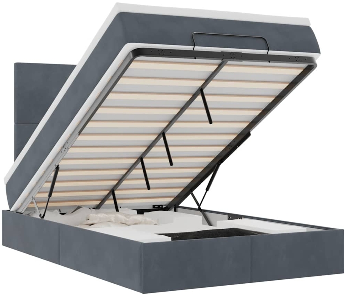 vidaXL Ottoman-Bett mit Matratzen & LEDs Dunkelgrau 120x200 cm Samt 3314241 Bild 1