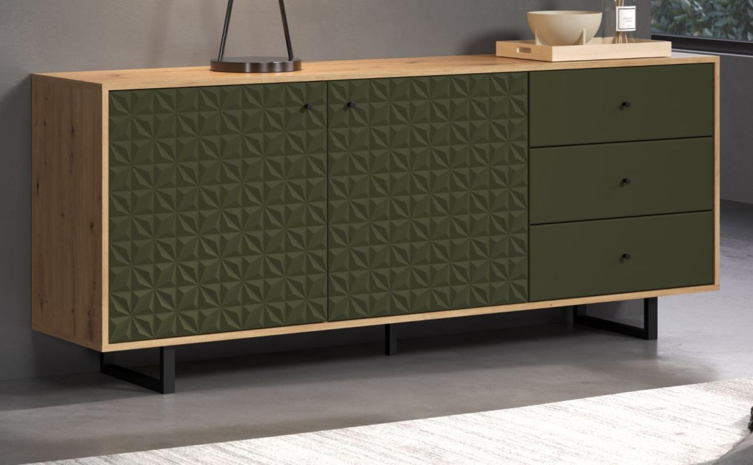 Sideboard Sentra in grün und Eiche Artisan 183 cm Bild 1