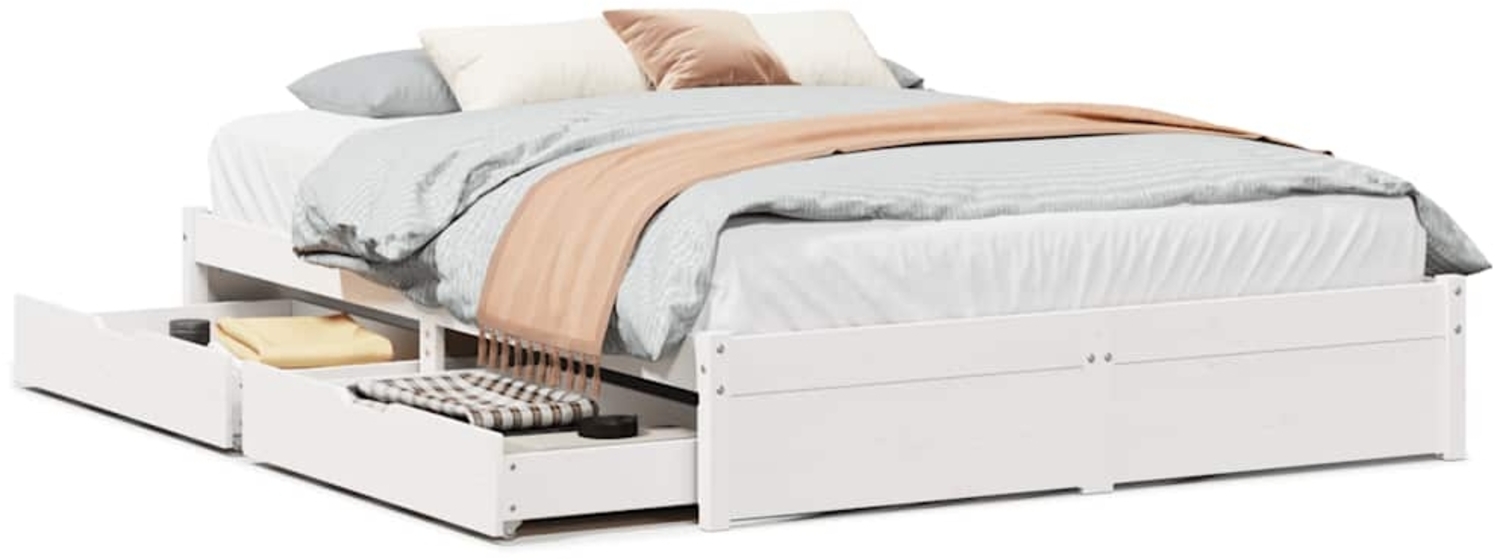 vidaXL Massivholzbett ohne Matratze Weiß 140x200 cm Kiefernholz 3301663 Bild 1