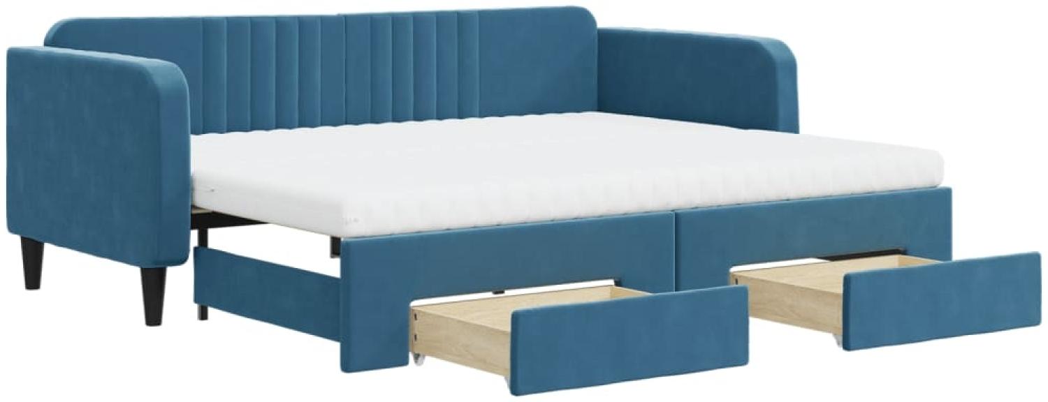 vidaXL Tagesbett Ausziehbar mit Schubladen Blau 90x200 cm Samt 3197134 Bild 1