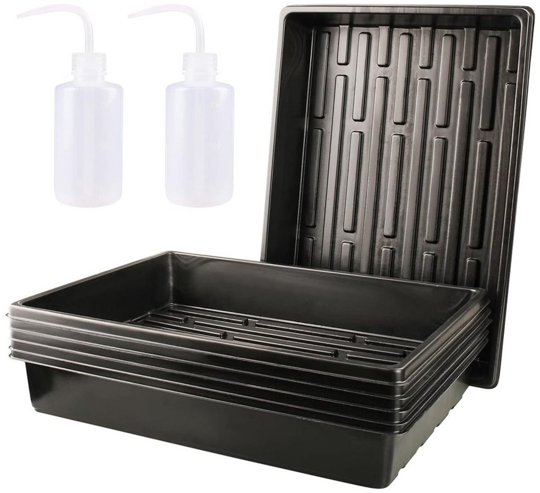 NUODWELL Anzuchttablett 6 Pack Anzuchtschale Saatschalen für Sämlinge Gartentabletts, mit 2 kleine Gießkannen,Ohne Löcher, für Pflanzen Pflanzschale Bild 1