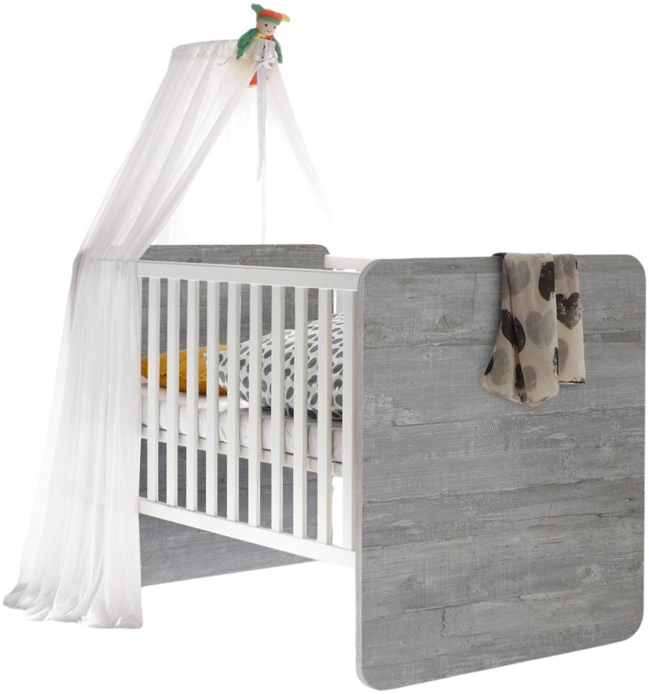 Babybett Frieda vintage wood/grey weiß 70x140 Bild 1