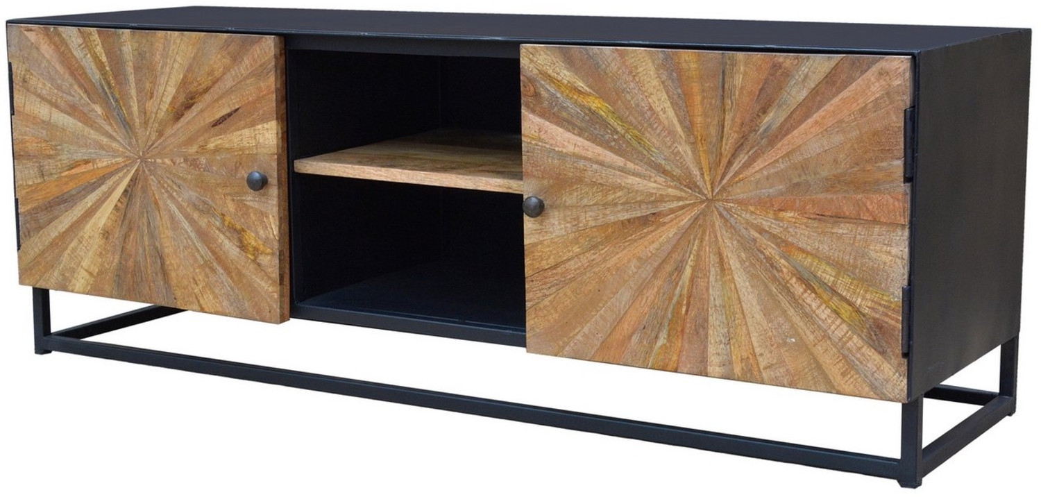 loft24 Lowboard Tanay, TV-Bank Fernsehschrank, Mangoholz, 2 Türen, Metallgestell, 140 cm Bild 1