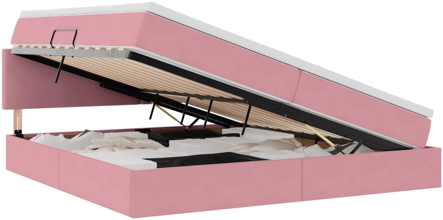 vidaXL Aufbewahrungsbett mit Matratze Rosa 200x200 cm Samt 3370724 Bild 1