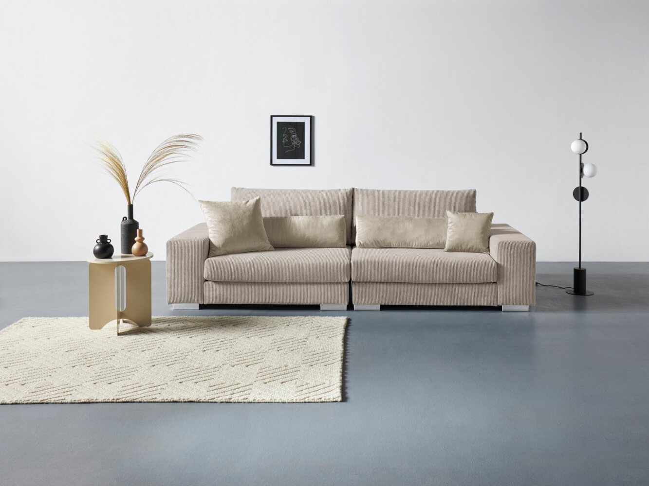 Home affaire Big-Sofa Vasco, Breite 277 cm, inkl. 6-teiliges Kissenset, in Cord Bild 1