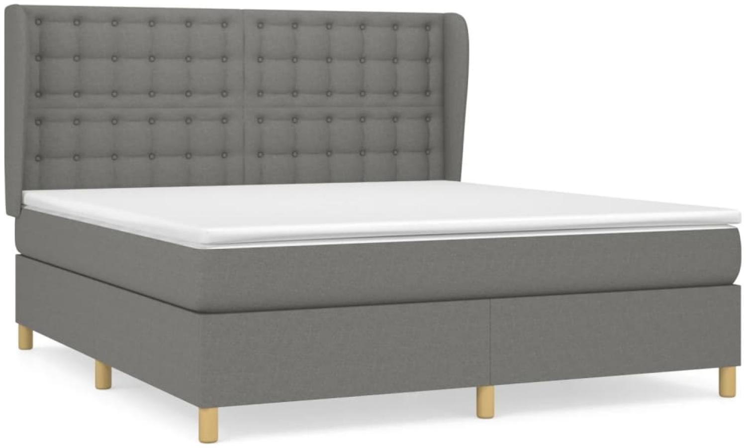 Boxspringbett mit Matratze Stoff Dunkelgrau 160x200 cm, Härtegrad: H2 [3128854] Bild 1