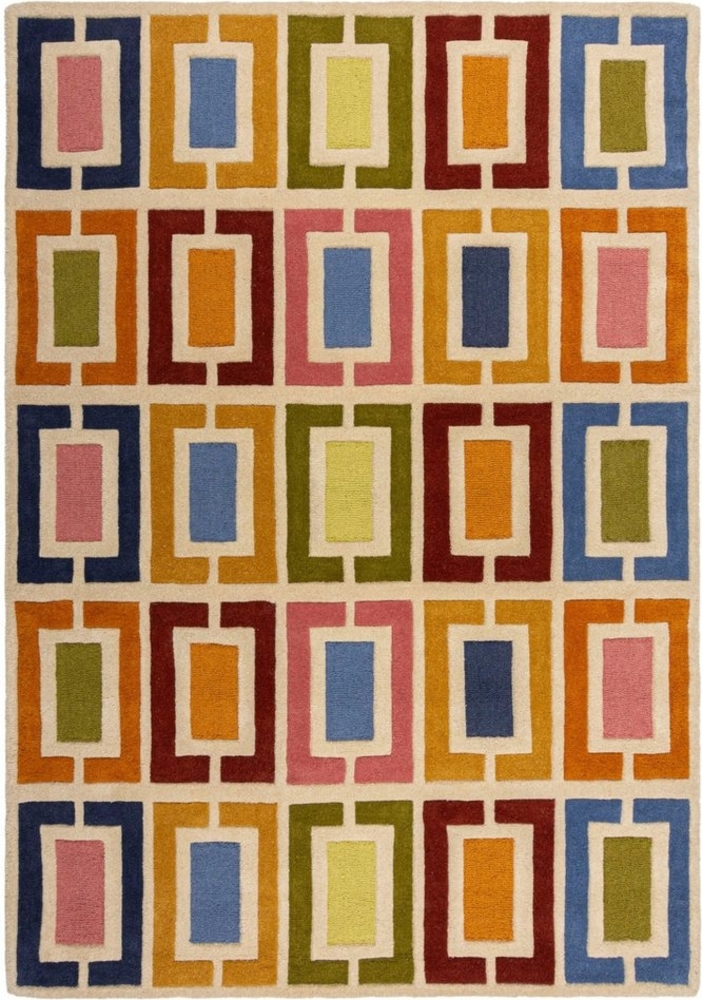 FLAIR RUGS Wollteppich Retro Blocks, rechteckig, Höhe: 10 mm, Retro Blocks geschnitzter Wollteppich Bild 1