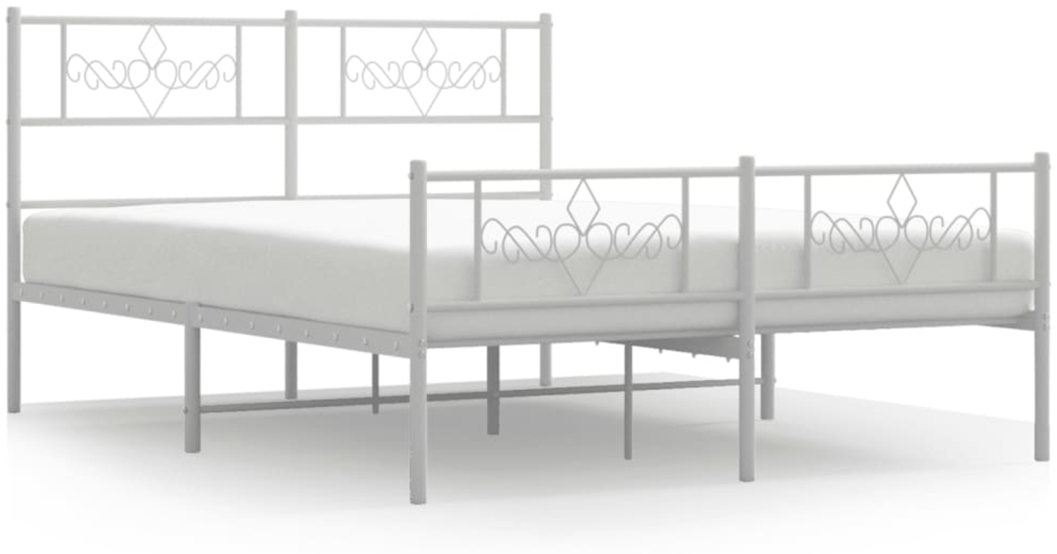 vidaXL Bettgestell mit Kopf- und Fußteil Metall Weiß 150x200 cm 355336 Bild 1