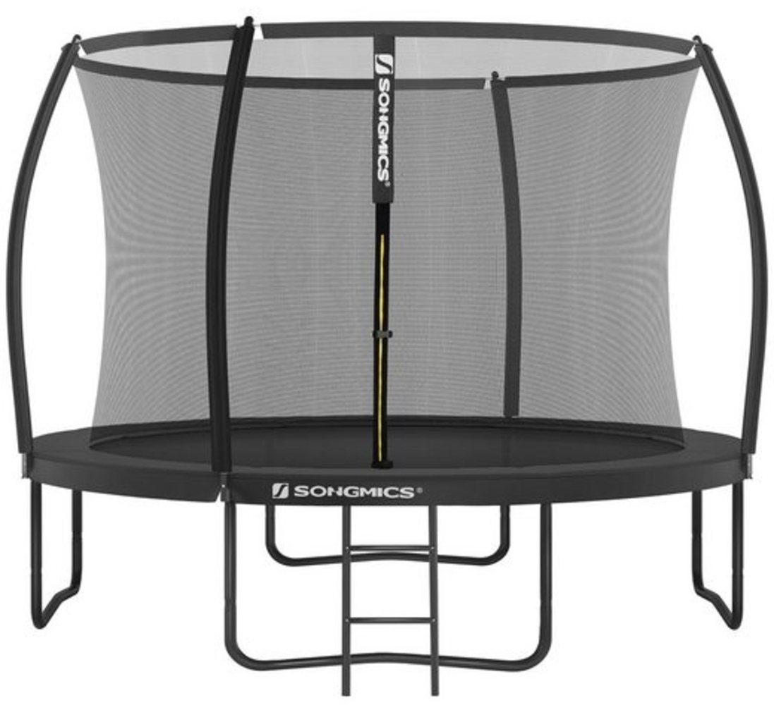 Trampolin Ø 305 cm, rundes Gartentrampolin mit Sicherheitsnetz, mit Leiter und gepolsterten Stangen, Sicherheitsabdeckung, sicher, schwarz STRDE102B01 Bild 1