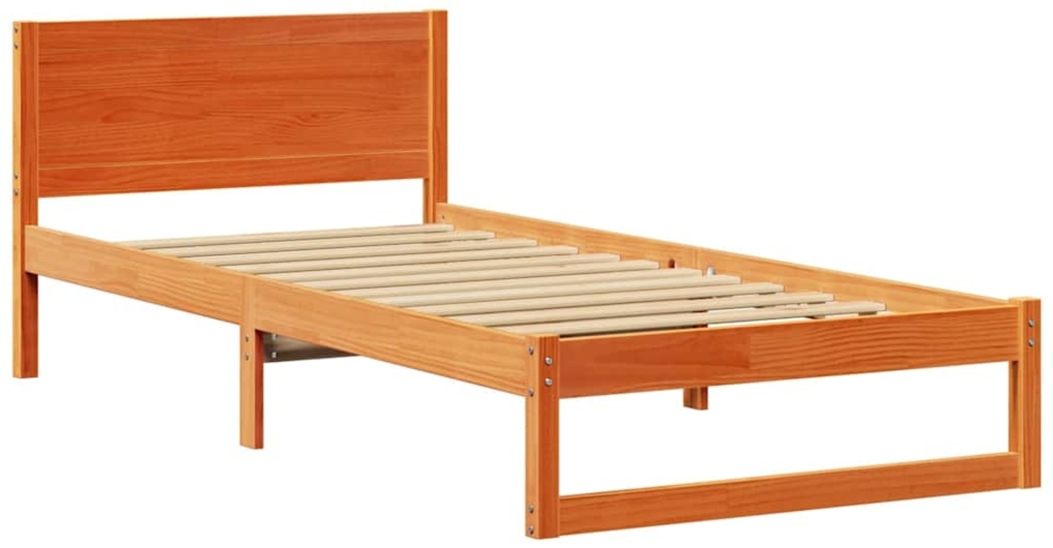 vidaXL Bettrahmen Wachsbraun 75 x 190 cm Massives Kiefernholz 873300 Bild 1