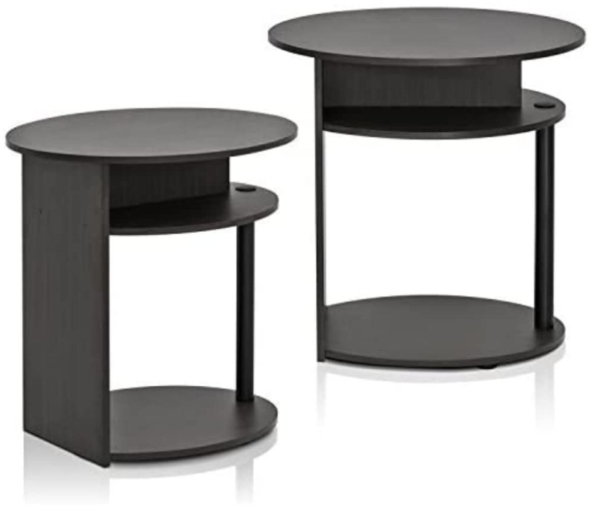 Furinno JAYA Ovaler Beistelltisch mit moderen Design (2er Set), Holz, Walnuss/Schwarz, 39. 37 x 48 x 49. 02 cm Bild 1