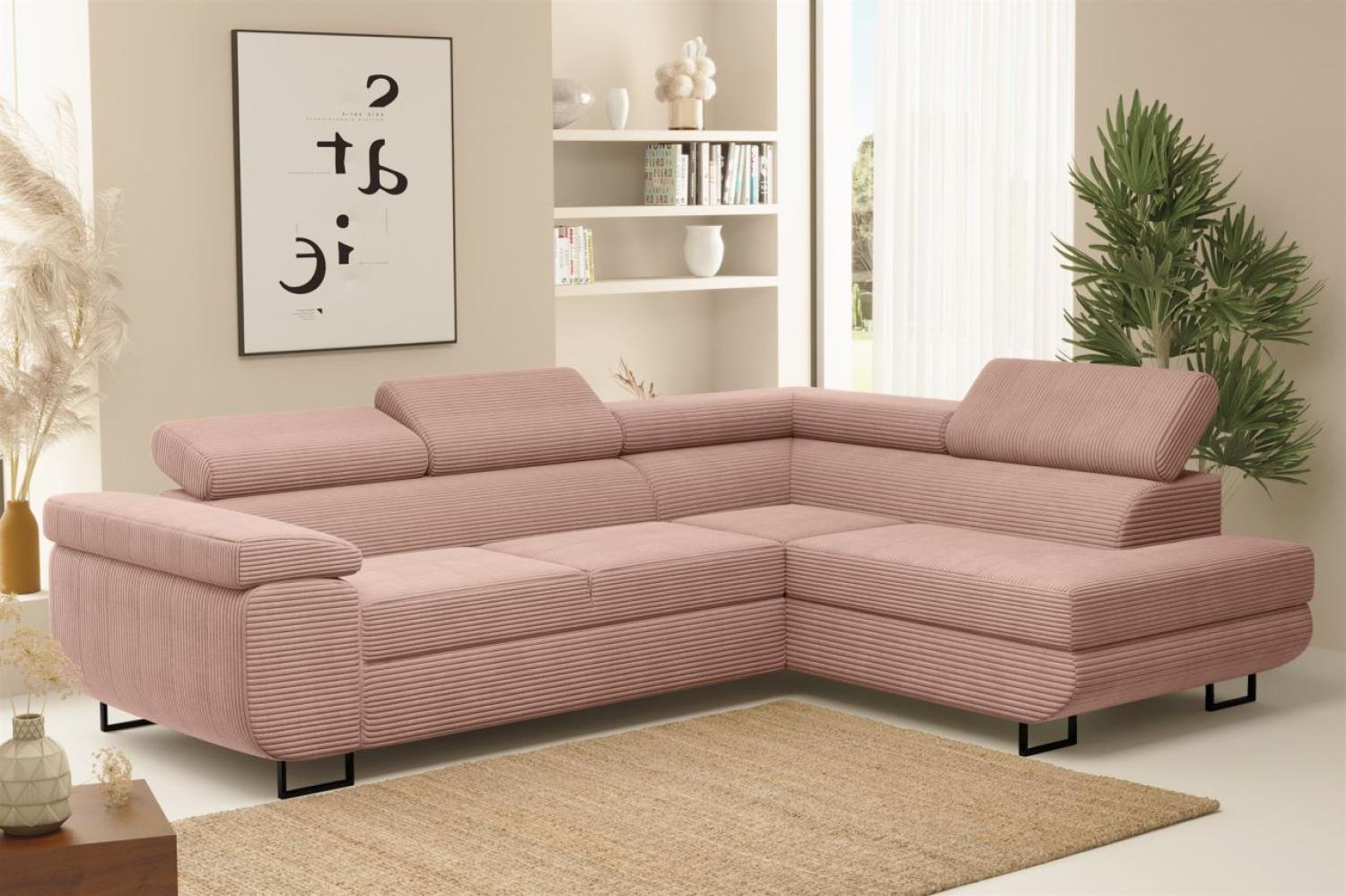 Ecksofa Sofa mit Schlaffunktion METZ Stoff Poso Altrosa Ottomane Rechts Bild 1