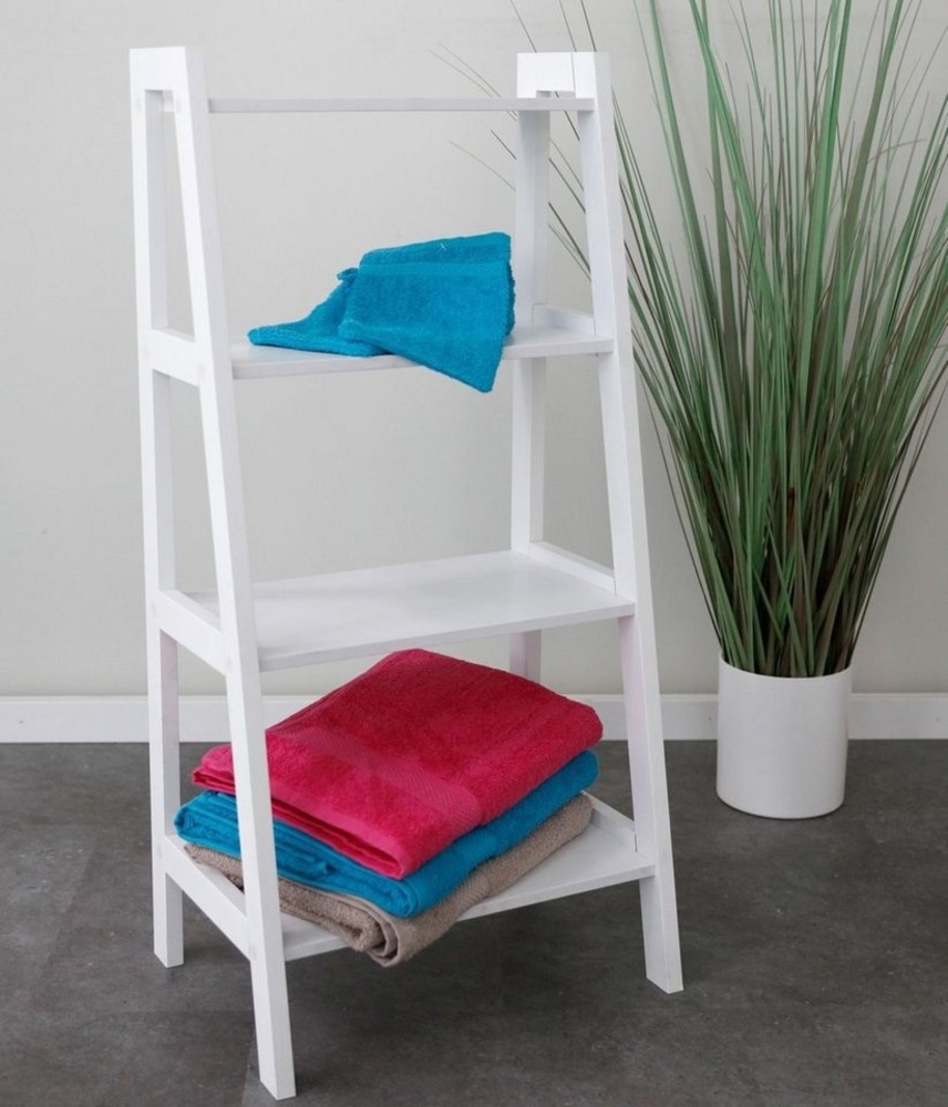 Leiterregal weiß Handtuchregal Badezimmerregal Regal Blumentreppe Blumenständer Bild 1