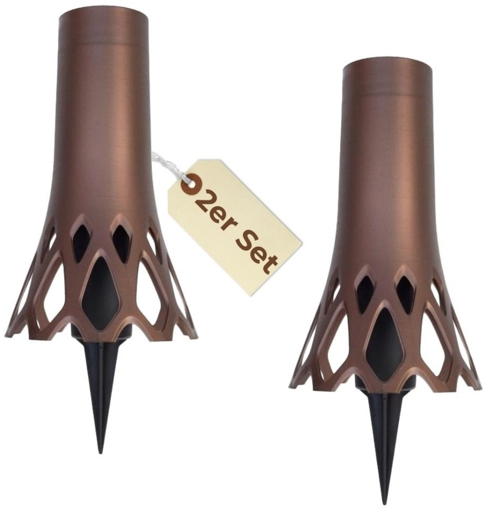 GarPet Blumentopf 2x Grabvase mit Erdspieß Friedhofvase Friedhof Grab Vase bronze 1 L Bild 1