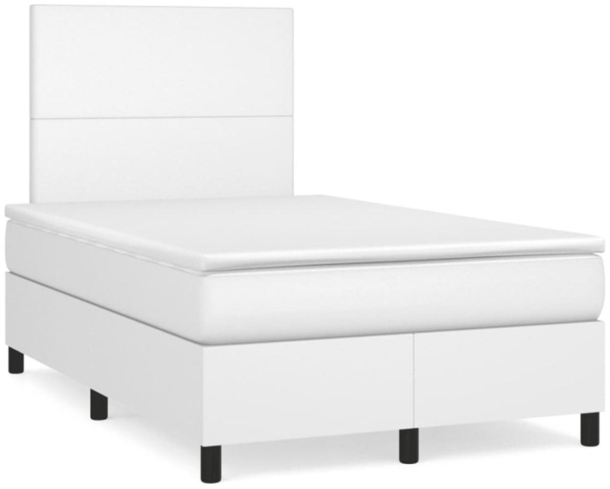 vidaXL Boxspringbett mit Matratze Weiß 120x190 cm Kunstleder 3269966 Bild 1