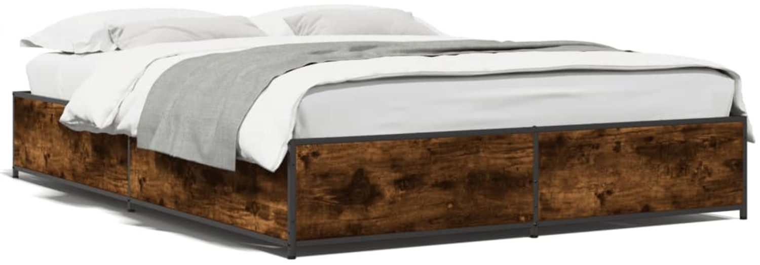 vidaXL Bettgestell Räuchereiche 120x200 cm Holzwerkstoff und Metall 3279849 Bild 1