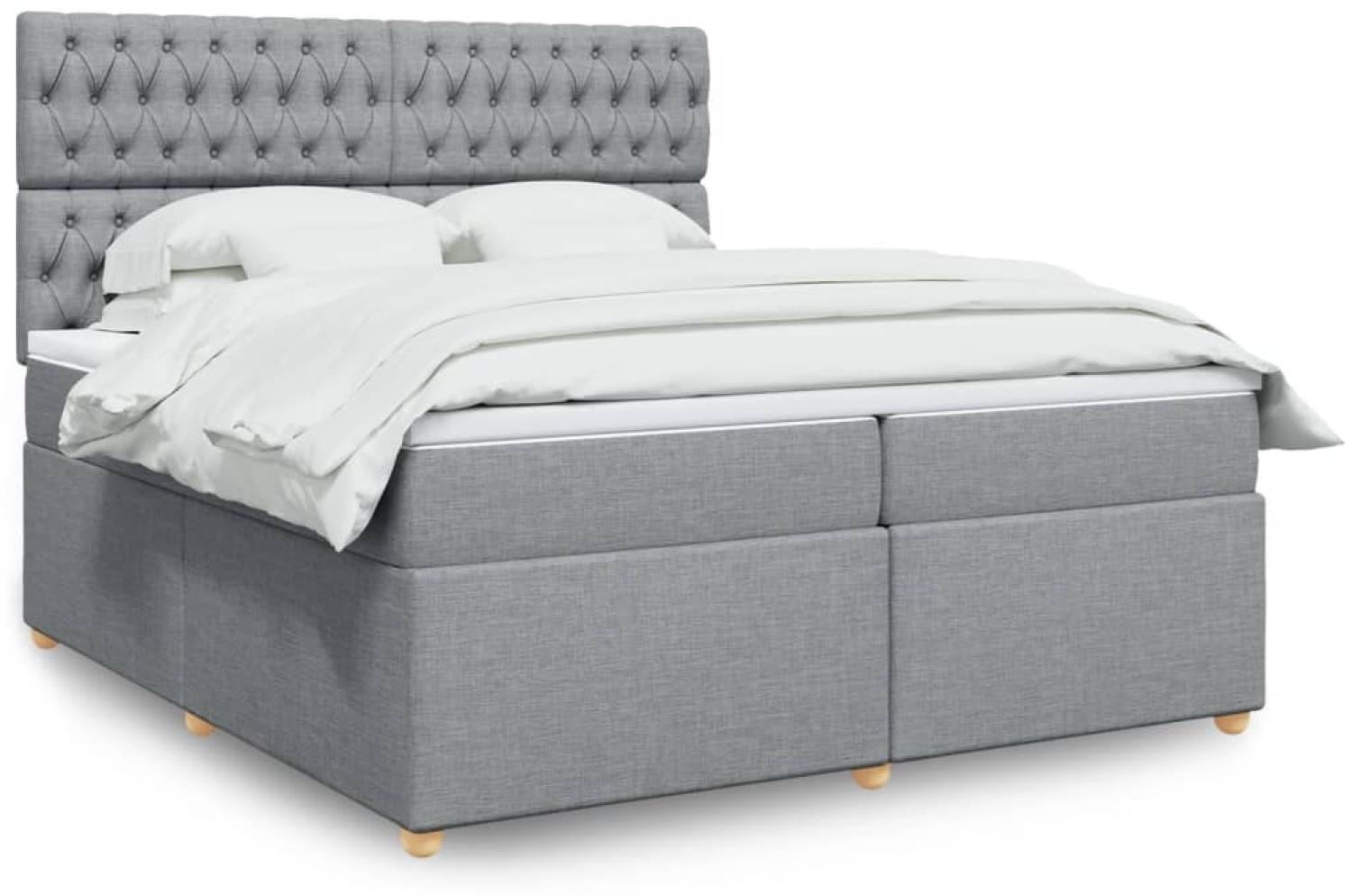 vidaXL Boxspringbett mit Matratze Hellgrau 200x200 cm Stoff 3293694 Bild 1