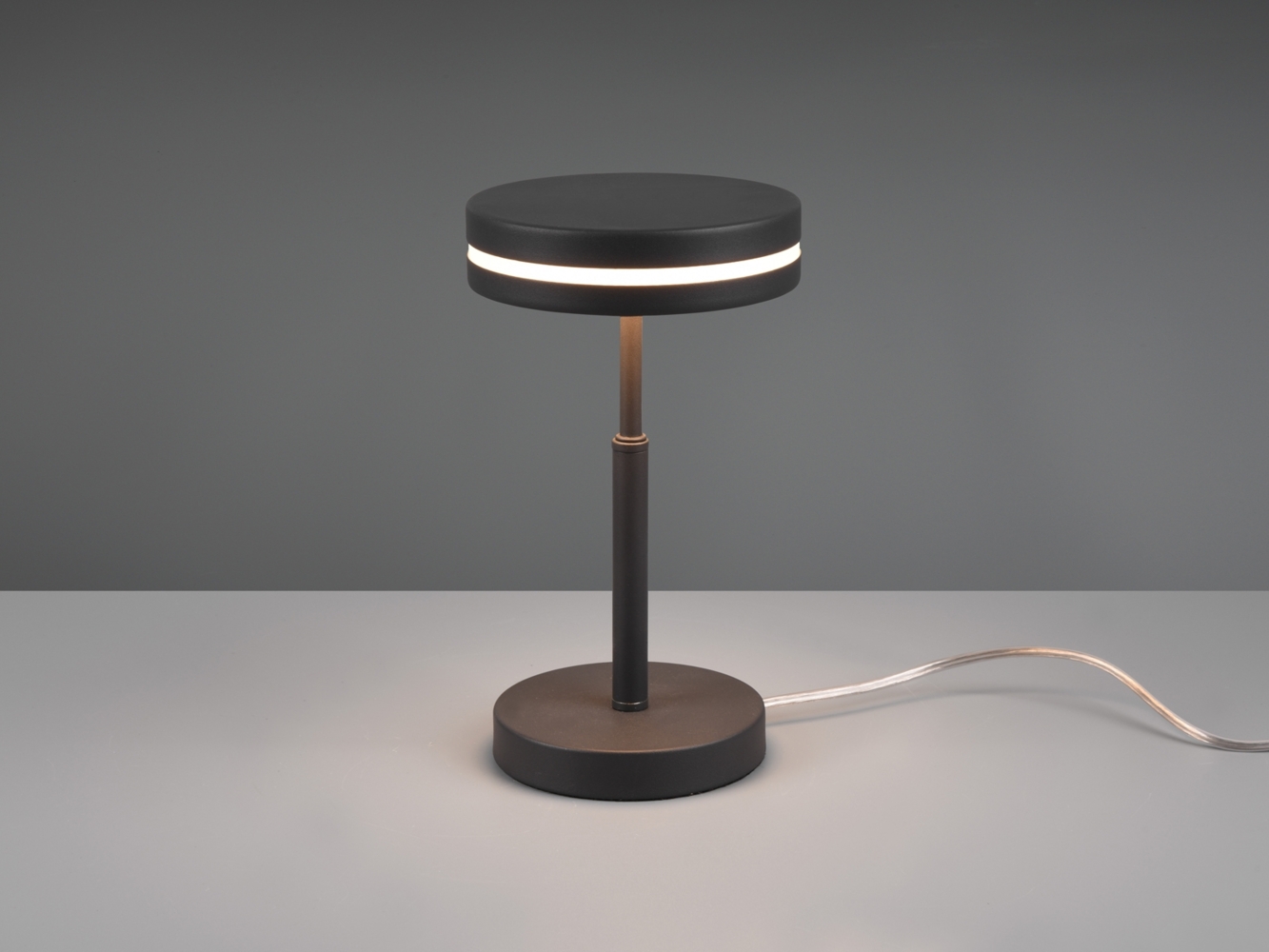 Kleine LED Tischleuchte FRANKLIN rund, Anthrazit, Höhe 25cm Bild 1