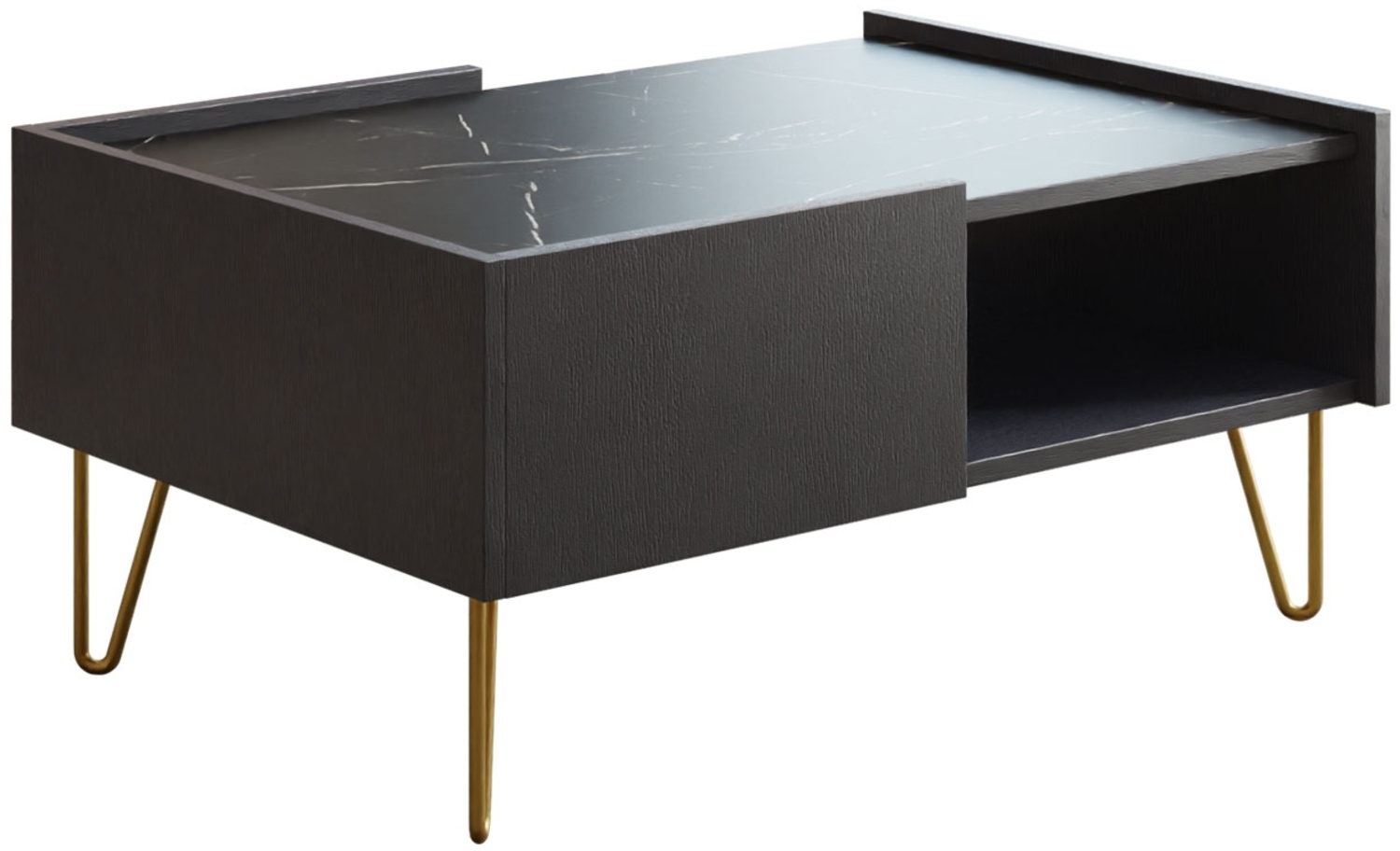 Couchtisch Madaris L97 (Farbe: Schwarz Graphit / Schwarz Graphit + Marmor Schwarz Royal) Bild 1