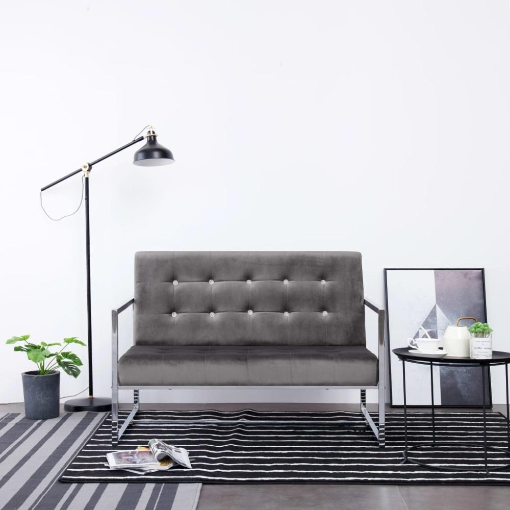 vidaXL 2-Sitzer-Sofa mit Armlehnen Dunkelgrau Chrom und Samt 282165 Bild 1